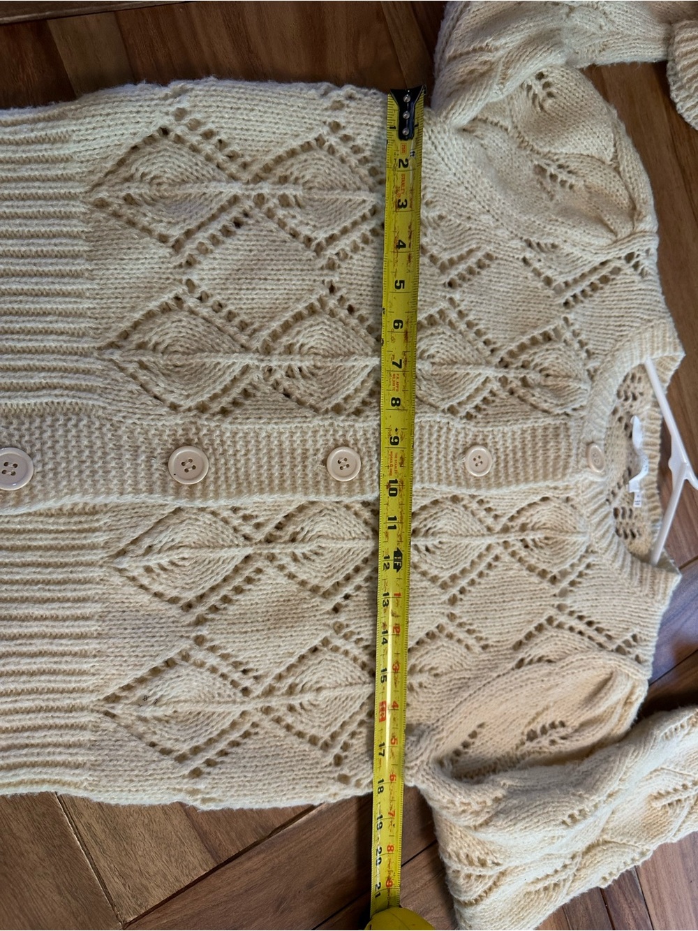 ASTR Anthropologie Cream Openwork Knit Button-Front Cardigan - Picture 8 of 10